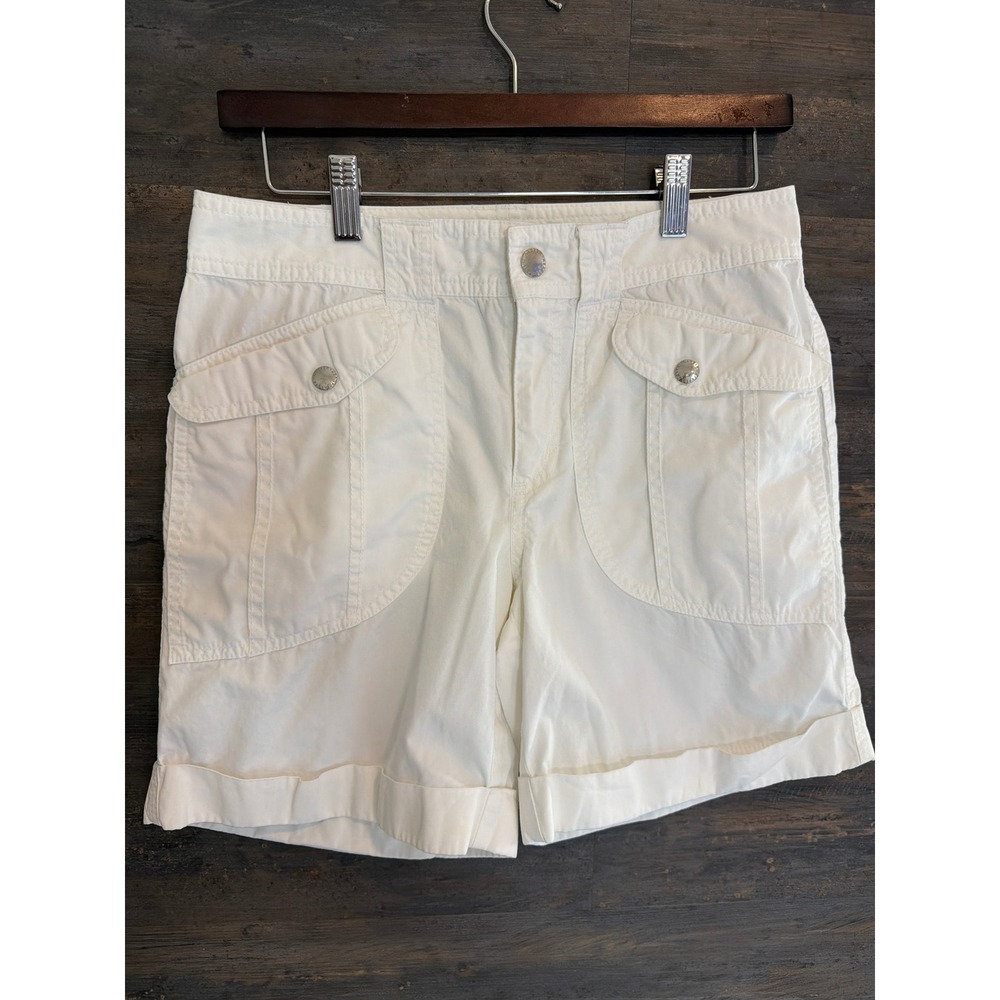 Lauren Ralph Lauren White Cotton Cargo Cuffed Shorts Size 4